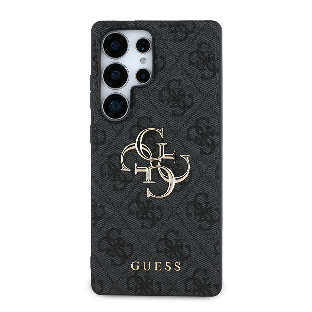 Samsung Galaxy S25 Ultra Uyumlu Kılıf Guess Orjinal Lisanslı PU Deri 4G Desenli Metal Büyük 4G ve Yazı Logolu Kapak