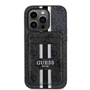 Apple iPhone 14 Pro Max Uyumlu Kılıf Guess Orjinal Lisanslı M-safe Şarj Özellikli 4G Desenli Çizgili Kartlıklı Kapak