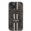 Apple iPhone 15 Uyumlu Kılıf Guess Orjinal Lisanslı M-safe Şarj Özellikli 4G Desenli Çizgili Kartlıklı Kapak