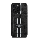 Apple iPhone 15 Pro Max Uyumlu Kılıf Guess Orjinal Lisanslı M-safe Şarj Özellikli 4G Desenli Çizgili Kartlıklı Kapak