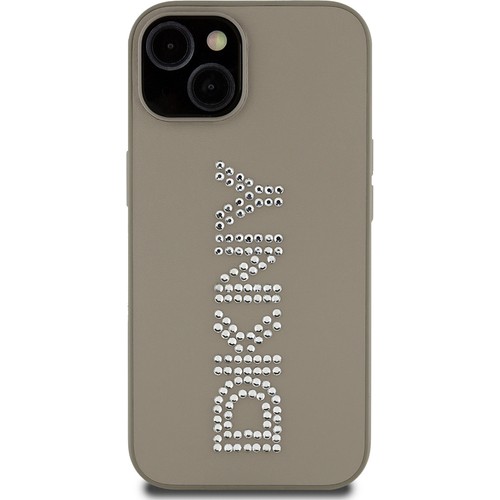 Apple iPhone 14 Uyumlu Kılıf DKNY Orjinal Lisanslı Taşlı DKNY Yazılı Metalik Rhinestones PU Deri Kapak