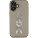 Apple iPhone 16 Uyumlu Kılıf DKNY Orjinal Lisanslı Taşlı DKNY Yazılı Metalik Rhinestones PU Deri Kapak