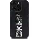 Apple iPhone 16 Pro Uyumlu Kılıf DKNY Orjinal Lisanslı Taşlı DKNY Yazılı Metalik Rhinestones PU Deri Kapak