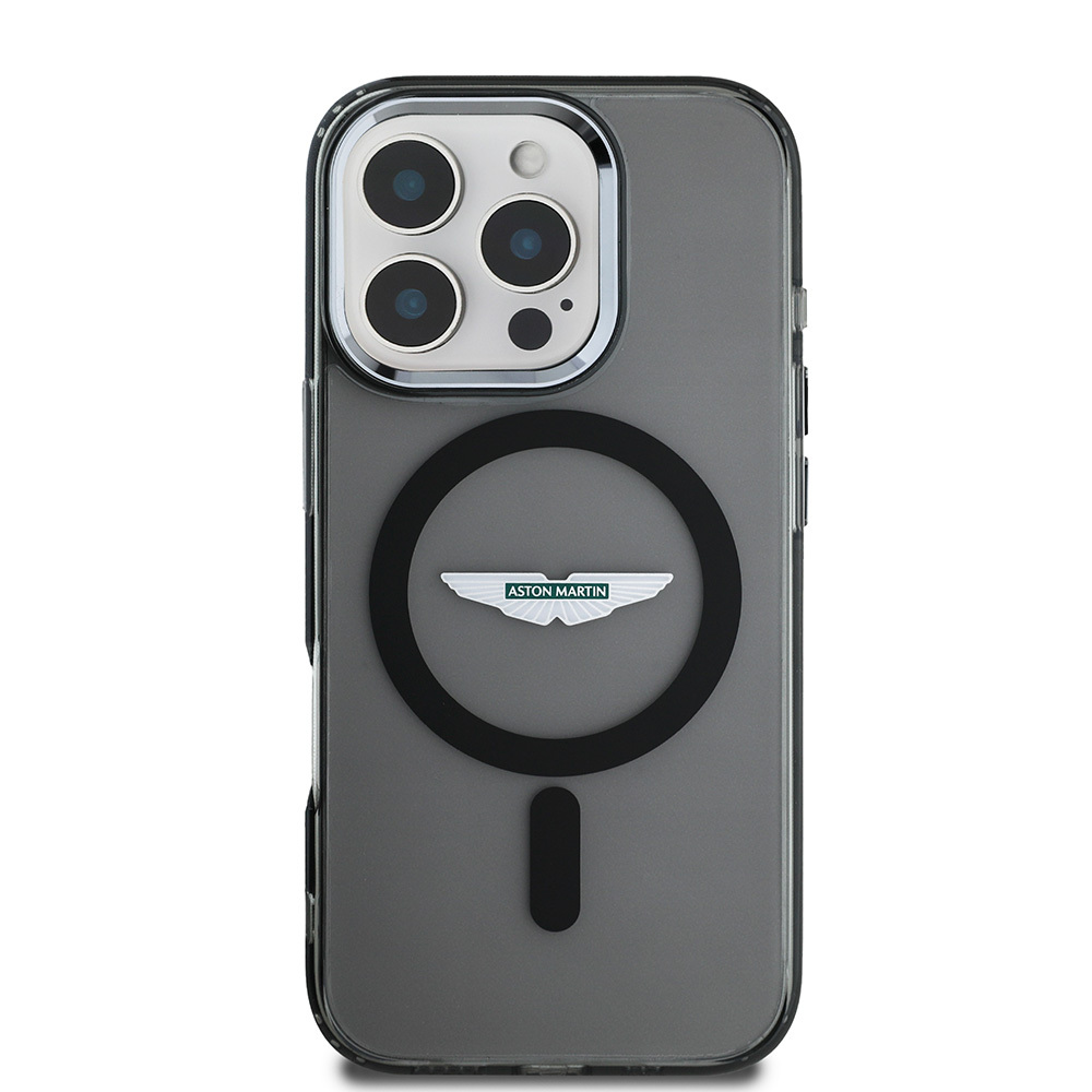 Apple iPhone 16 Pro Max Uyumlu Kılıf Aston Martin Orjinal Lisanslı M-safe Şarj Özellikli IML Baskı Logolu Buzlu Kapak