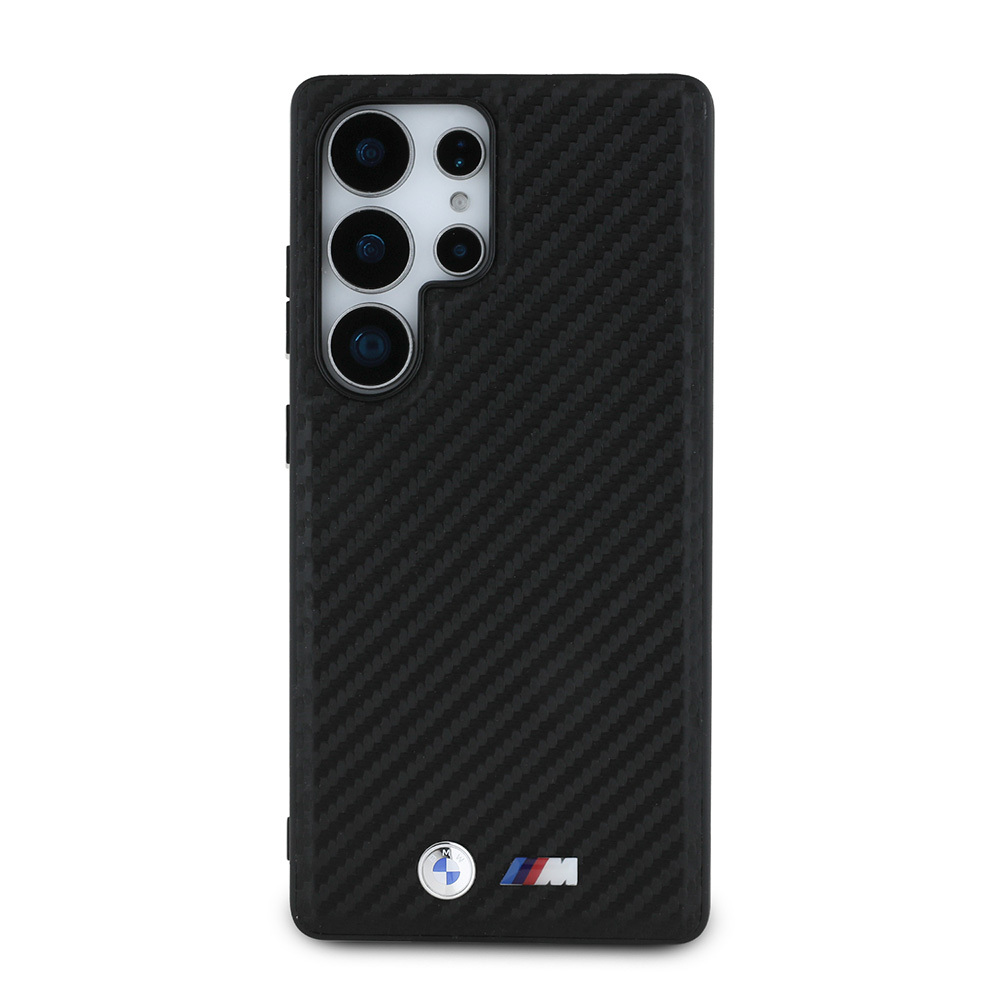 Samsung Galaxy S25 Ultra Uyumlu Kılıf BMW Orjinal Lisanslı M-safe Şarj Özellikli Karbon Fiber Tasarımlı ve Metal Logolu PU Deri Kapak