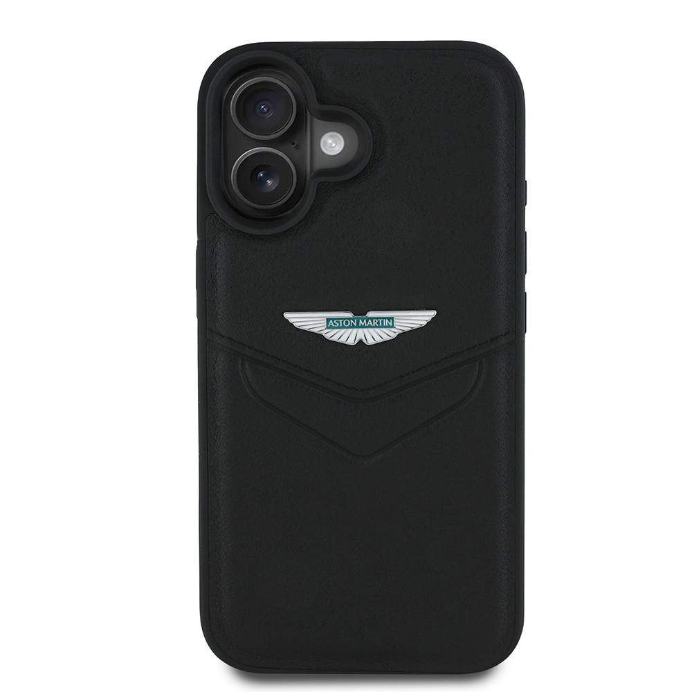 Apple iPhone 16 Uyumlu Kılıf Aston Martin Orjinal Lisanslı Victory Dizayn PU Deri Metal Logolu Kapak