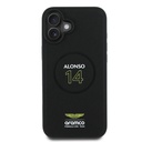 Apple iPhone 16 Plus Uyumlu Kılıf Aston Martin Orjinal Lisanslı M-safe Şarj Özellikli PU Deri Alonso 14 Baskılı Kapak
