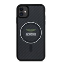 Apple iPhone 11 Uyumlu Kılıf Aston Martin Orjinal Lisanslı M-safe Şarj Özellikli Renkli Halka ve Karbon Fiber Tasarımlı Kapak