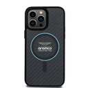Apple iPhone 14 Pro Max Uyumlu Kılıf Aston Martin Orjinal Lisanslı M-safe Şarj Özellikli Renkli Halka ve Karbon Fiber Tasarımlı Kapak