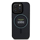 Apple iPhone 16 Pro Max Uyumlu Kılıf Aston Martin Orjinal Lisanslı M-safe Şarj Özellikli Renkli Halka ve Karbon Fiber Tasarımlı Kapak