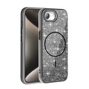 Apple iPhone 16E Uyumlu Kılıf M-safe Şarj Özellikli Parlayan Simli Zore Okso Kapak