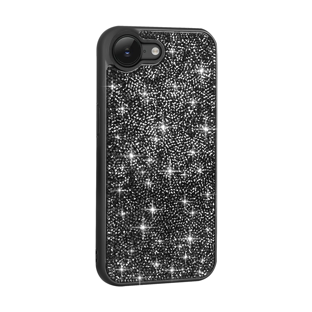 [RNZ-TA118336] Apple iPhone 16E Uyumlu Kılıf Parlak Taşlı Tasarım Zore Pırlanta Kapak (Siyah)