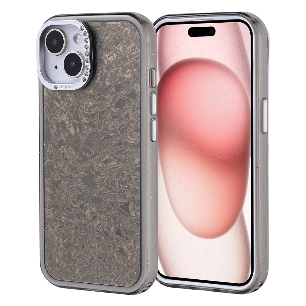 [RNZ-TA118527] Apple iPhone 15 Uyumlu Kılıf Taşlı Tasarımlı Zore Kapi Kapak (Siyah)