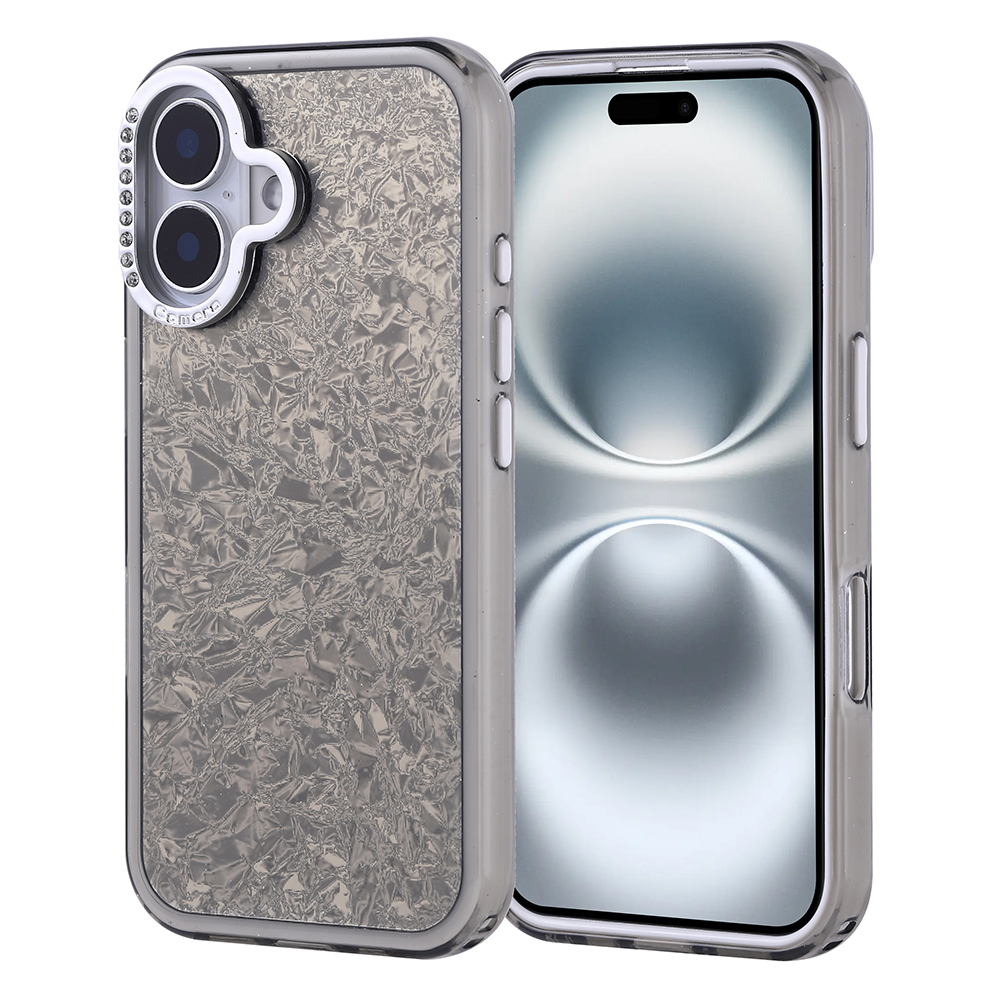 [RNZ-TA118542] Apple iPhone 16 Uyumlu Kılıf Taşlı Tasarımlı Zore Kapi Kapak (Siyah)