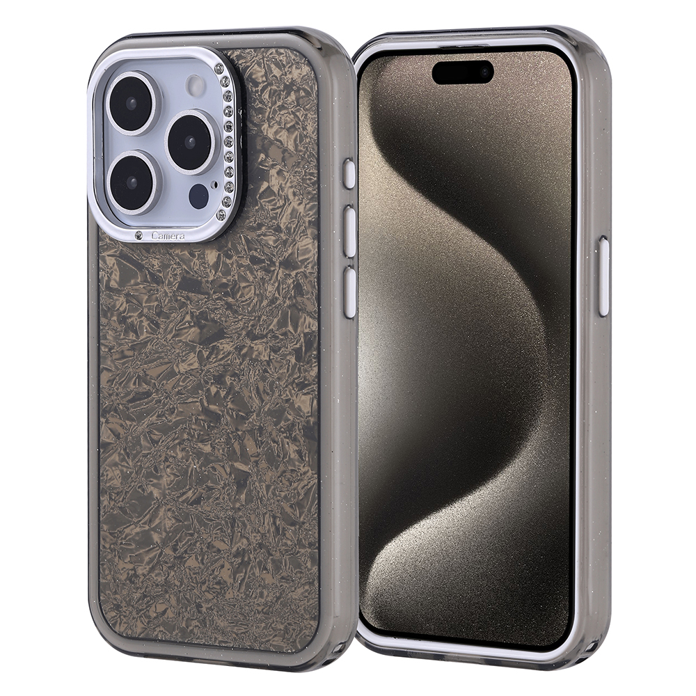 [RNZ-TA118532] Apple iPhone 15 Pro Uyumlu Kılıf Taşlı Tasarımlı Zore Kapi Kapak (Siyah)