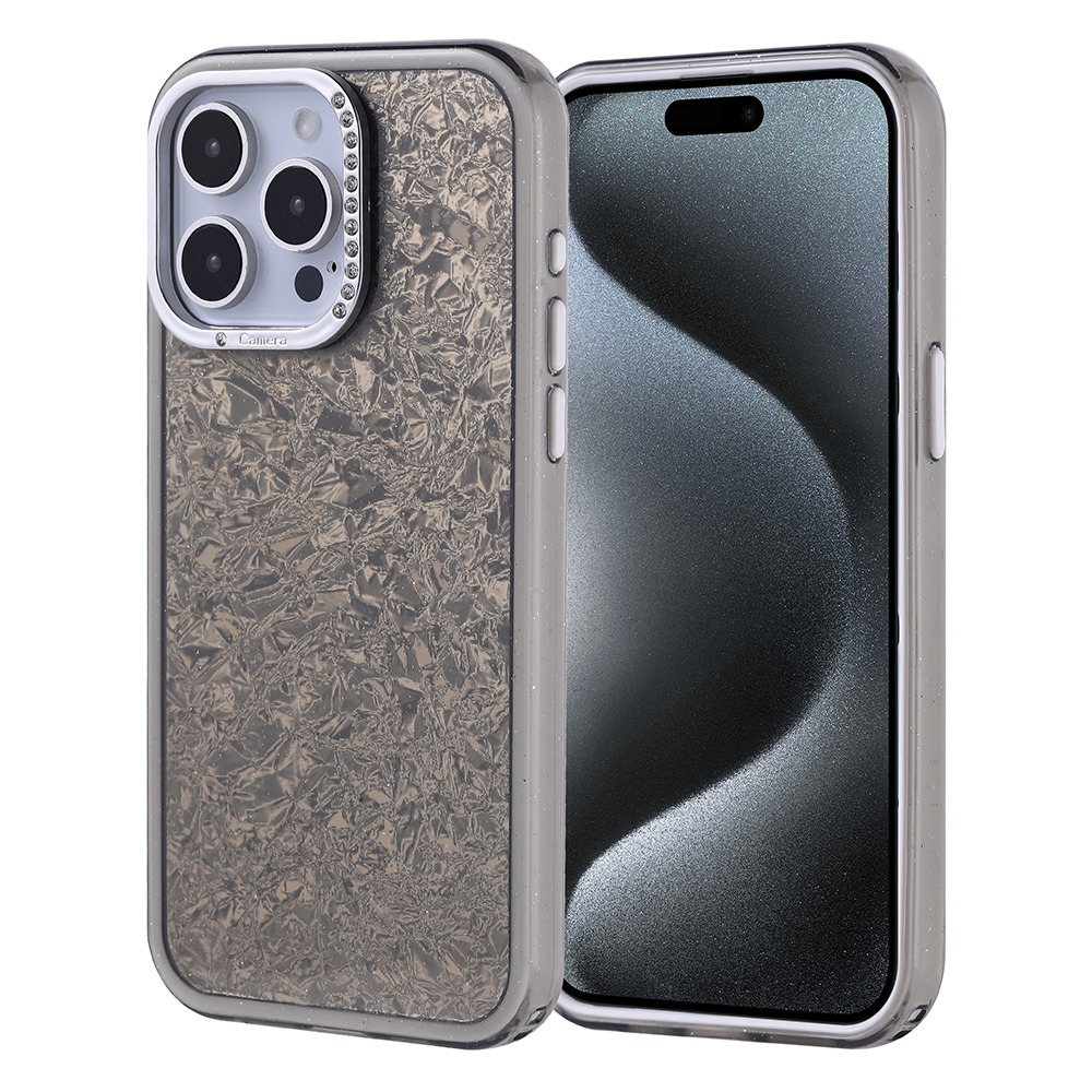 [RNZ-TA118537] Apple iPhone 15 Pro Max Uyumlu Kılıf Taşlı Tasarımlı Zore Kapi Kapak (Siyah)