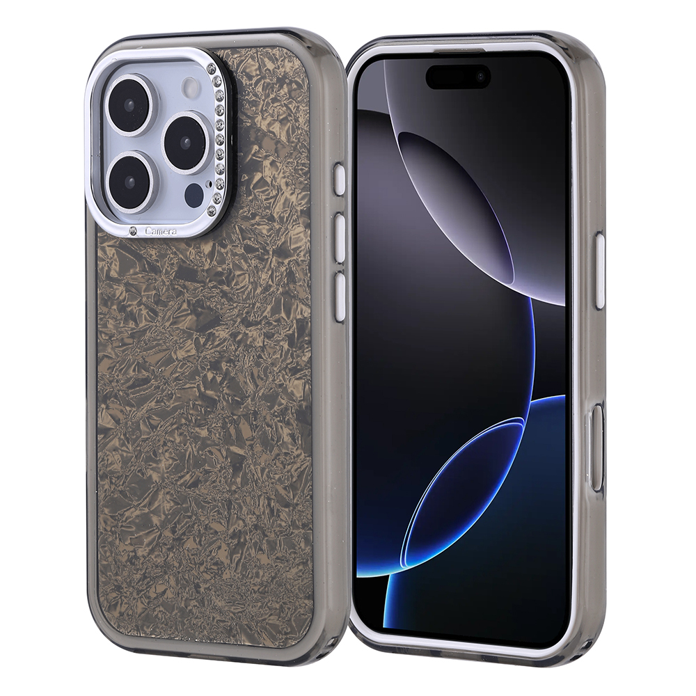 [RNZ-TA118552] Apple iPhone 16 Pro Uyumlu Kılıf Taşlı Tasarım Zore Kapi Kapak (Siyah)