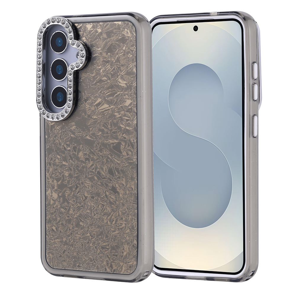 [RNZ-TA118577] Samsung Galaxy S25 Uyumlu Kılıf Taşlı Tasarımlı Zore Kapi Kapak (Siyah)