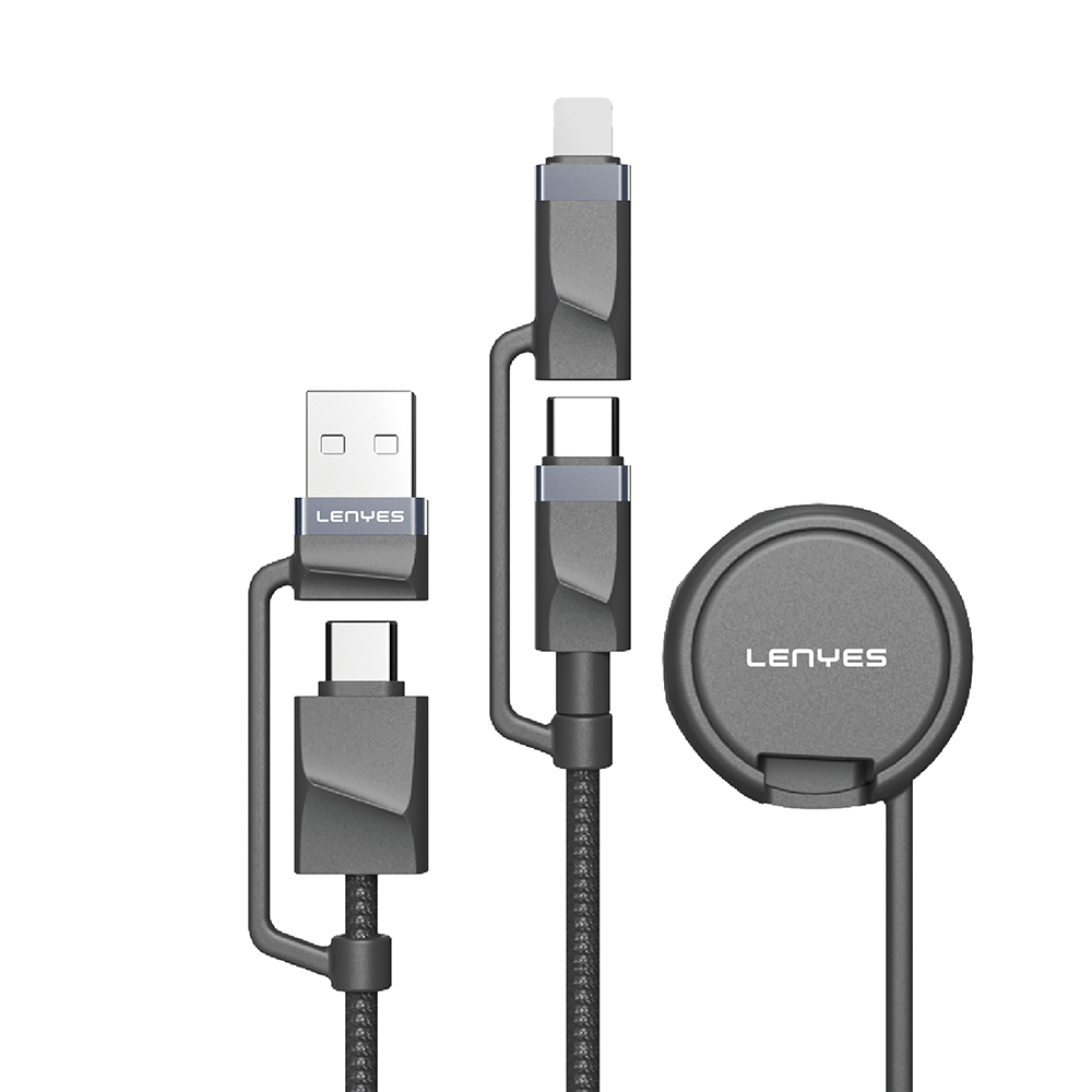[RNZ-TA117157] Lenyes LC541 USB-A + Type-C to Lightning – Type-C – Akıllı Saat Şarj Kablosu 60W 1M