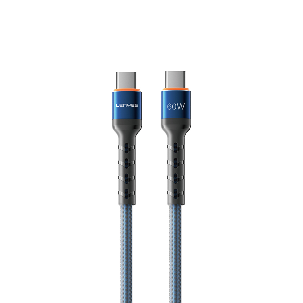[RNZ-TA117179] Lenyes LC515 Type-C to Type-C Hızlı Şarj Özellikli Örgülü Data ve Şarj Kablosu 60W 1M