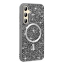 Samsung Galaxy S24 FE Uyumlu Kılıf Pırlanta Tasarımlı M-safe Şarj Özellikli Zore Mozaik Silikon Kapak