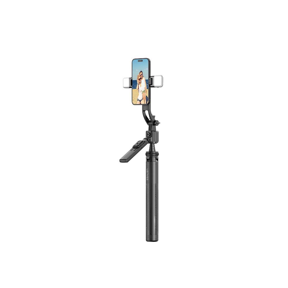 [RNZ-TA117163] Lenyes LPH107 Canlı Yayın Dolgu Işıklı Kumandalı 360 Derece Dönebilen Selfie Çubuğu ve Tripod