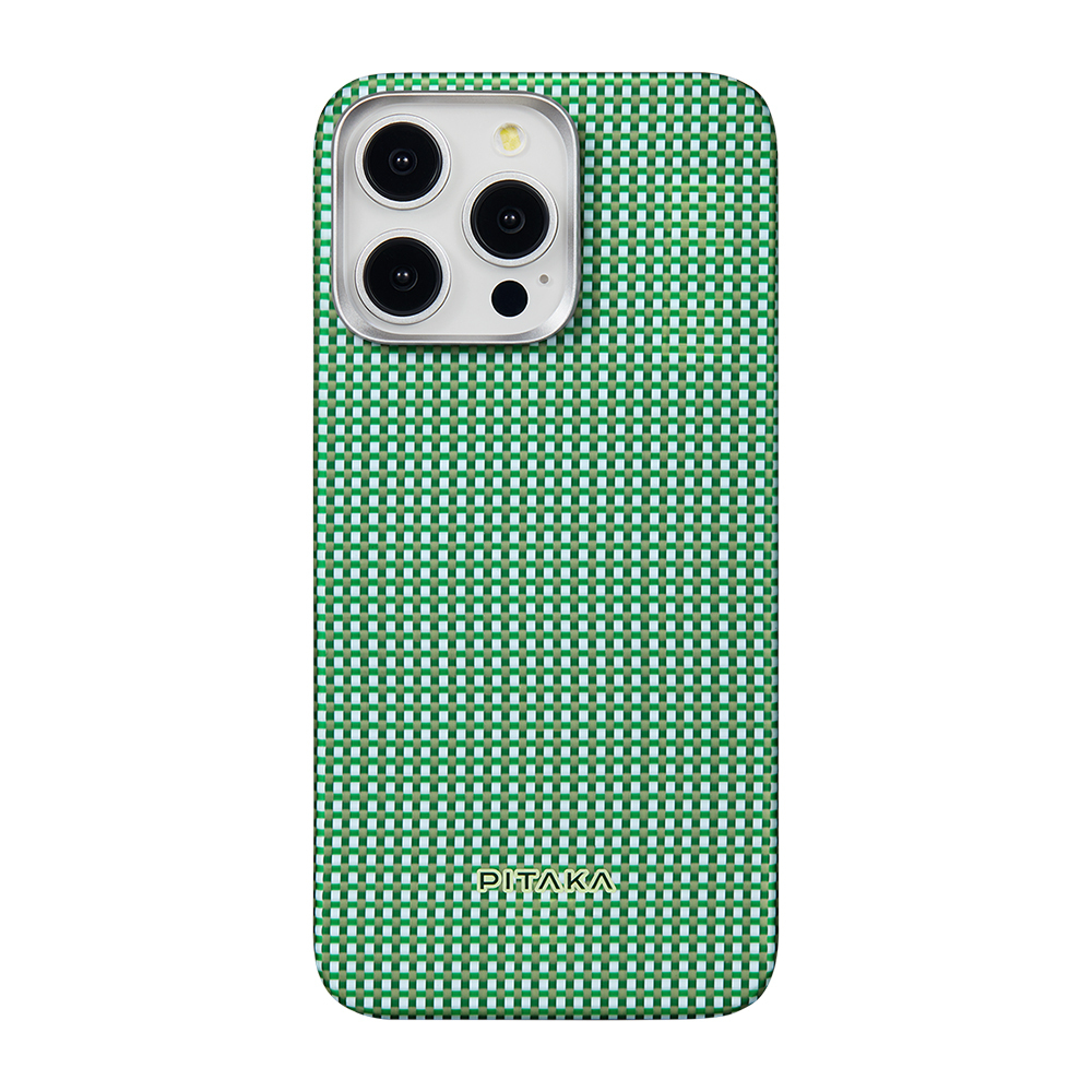 [RNZ-TA119084] Apple iPhone 15 Pro Max Uyumlu Kılıf M-safe Şarj Özellikli Aramid Fiber Pitaka Ultra-Slim Classic Serisi Forest Green Kapak