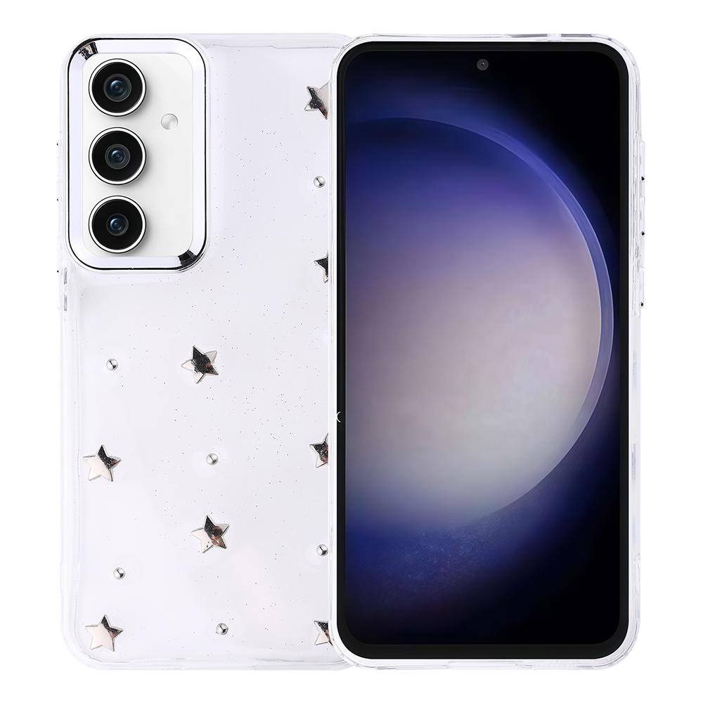 Samsung Galaxy S23 FE Uyumlu Kılıf Airbag Tasarımlı Simli Şeffaf Zore Kutup Kapak