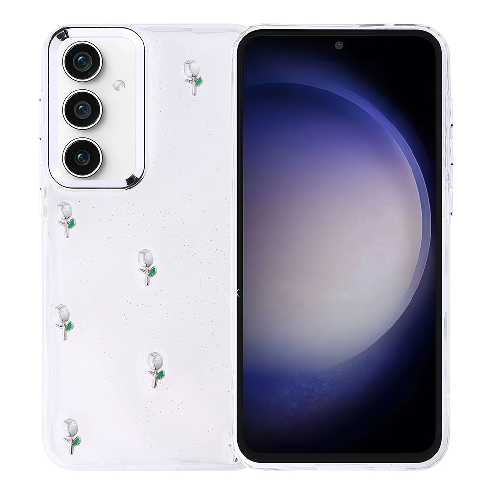 Samsung Galaxy S23 FE Uyumlu Kılıf Airbag Tasarımlı Simli Şeffaf Zore Kutup Kapak