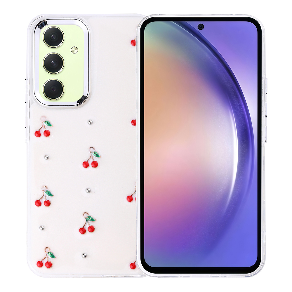 [RNZ-TA119046] Samsung Galaxy A54 Uyumlu Kılıf Airbag Tasarımlı Simli Şeffaf Zore Kutup Kapak (Kiraz)