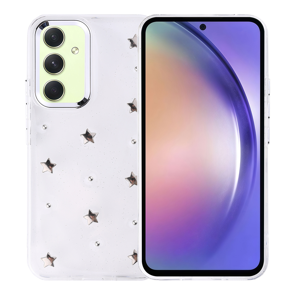 Samsung Galaxy A54 Uyumlu Kılıf Airbag Tasarımlı Simli Şeffaf Zore Kutup Kapak