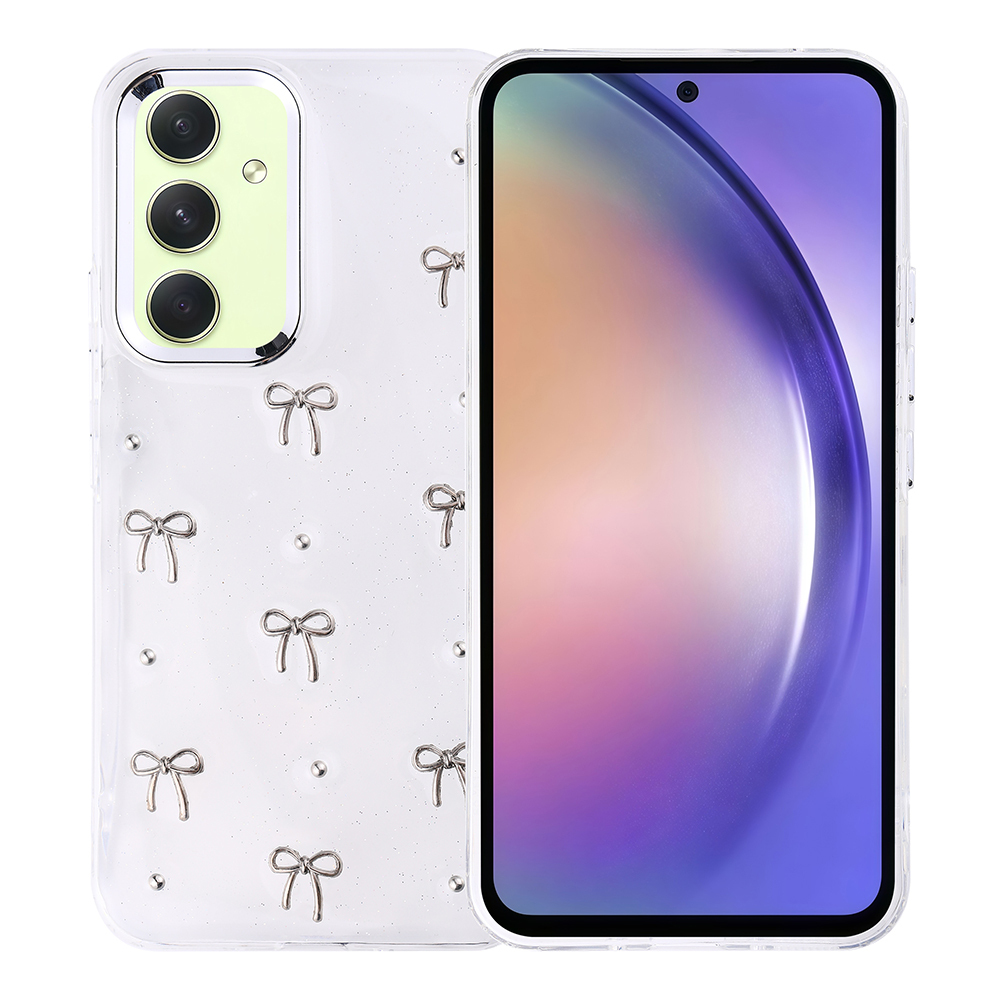 Samsung Galaxy A54 Uyumlu Kılıf Airbag Tasarımlı Simli Şeffaf Zore Kutup Kapak