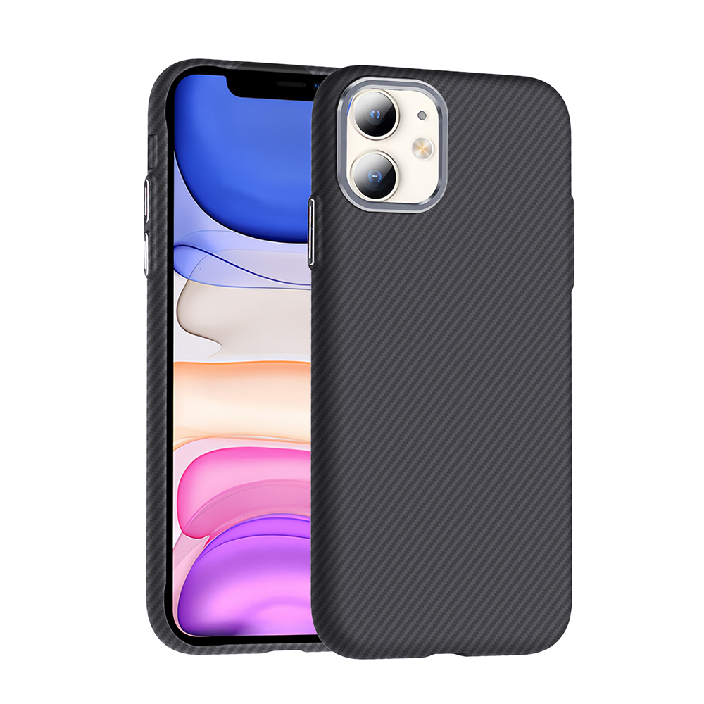 [RNZ-TA118825] Apple iPhone 11 Uyumlu Kılıf M-safe Şarj Özellikli Karbon Fiber Görünümlü Zore Gros Kapak (Siyah)