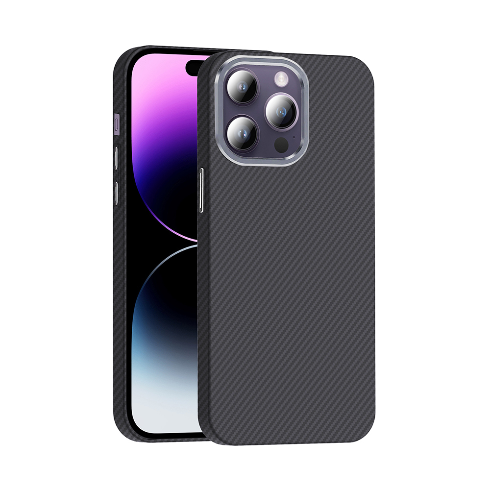 [RNZ-TA118844] Apple iPhone 14 Pro Max Uyumlu Kılıf M-safe Şarj Özellikli Karbon Fiber Görünümlü Zore Gros Kapak (Siyah)