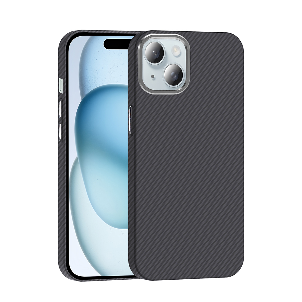 [RNZ-TA118850] Apple iPhone 15 Uyumlu Kılıf M-safe Şarj Özellikli Karbon Fiber Görünümlü Zore Gros Kapak (Siyah)