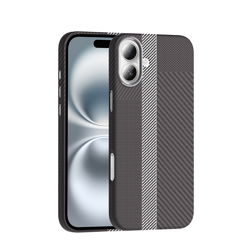 Apple iPhone 16 Plus Uyumlu Kılıf M-safe Şarj Özellikli Karbon Fiber Görünümlü Zore Gros Kapak