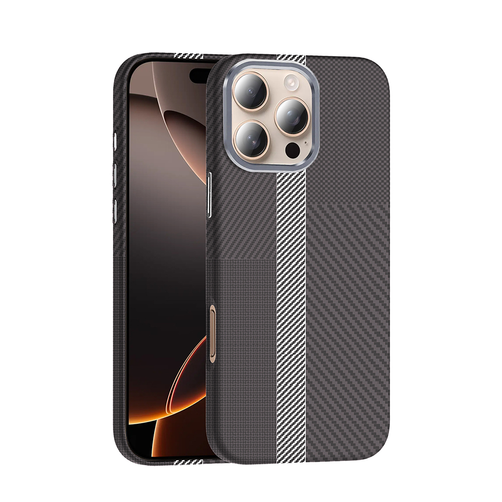 Apple iPhone 16 Pro Uyumlu Kılıf M-safe Şarj Özellikli Karbon Fiber Görünümlü Zore Gros Kapak