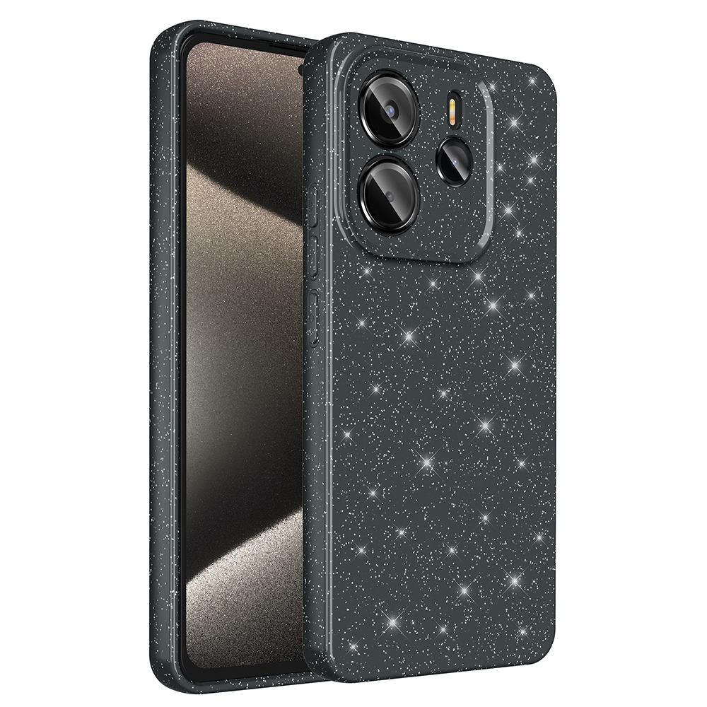 [RNZ-TA118179] Xiaomi Redmi Note 14 Uyumlu Kılıf Kamera Korumalı Simli Lüks Zore Koton Kapak (Siyah)