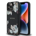 Apple iPhone 14 Pro Max Uyumlu Kılıf Guess Orjinal Lisanslı M-safe Şarj Özellikli Taneli Çiçek Tasarımlı Metal Yazı Logolu Kapak