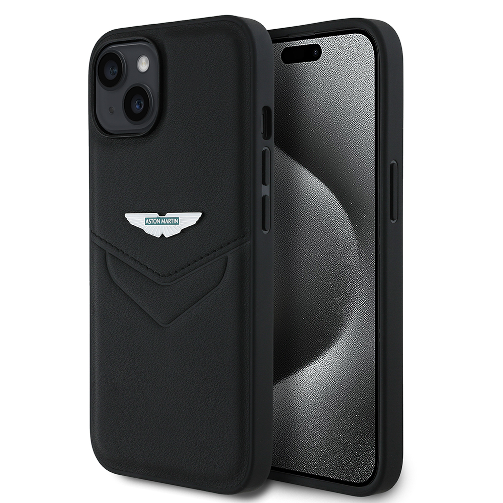 Apple iPhone 15 Uyumlu Kılıf Aston Martin Orjinal Lisanslı Victory Dizayn PU Deri Metal Logolu Kapak