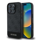 Apple iPhone 16 Pro Uyumlu Kılıf Guess Orjinal Lisanslı PU Deri Şerit Logo Dizaynlı Kapak