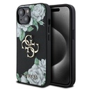 Apple iPhone 15 Uyumlu Kılıf Guess Orjinal Lisanslı Gül Baskılı Büyük Metal Logo Dizaynlı Kapak