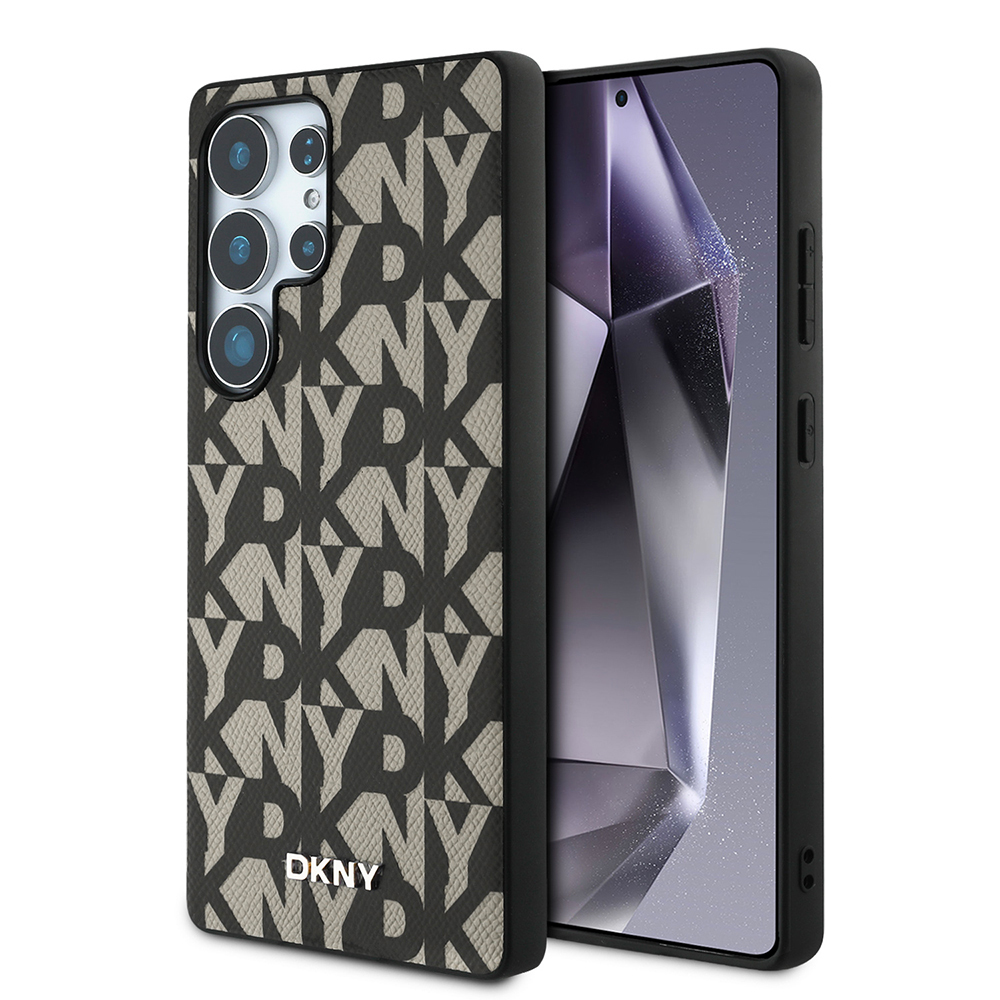 [RNZ-TA119333] Samsung Galaxy S25 Ultra Uyumlu Kılıf DKNY Orjinal Lisanslı M-safe Şarj Özellikli 3D Yazılı Grid Pattern Kapak