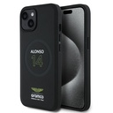 Apple iPhone 15 Uyumlu Kılıf Aston Martin Orjinal Lisanslı M-safe Şarj Özellikli PU Deri Alonso 14 Baskılı Kapak