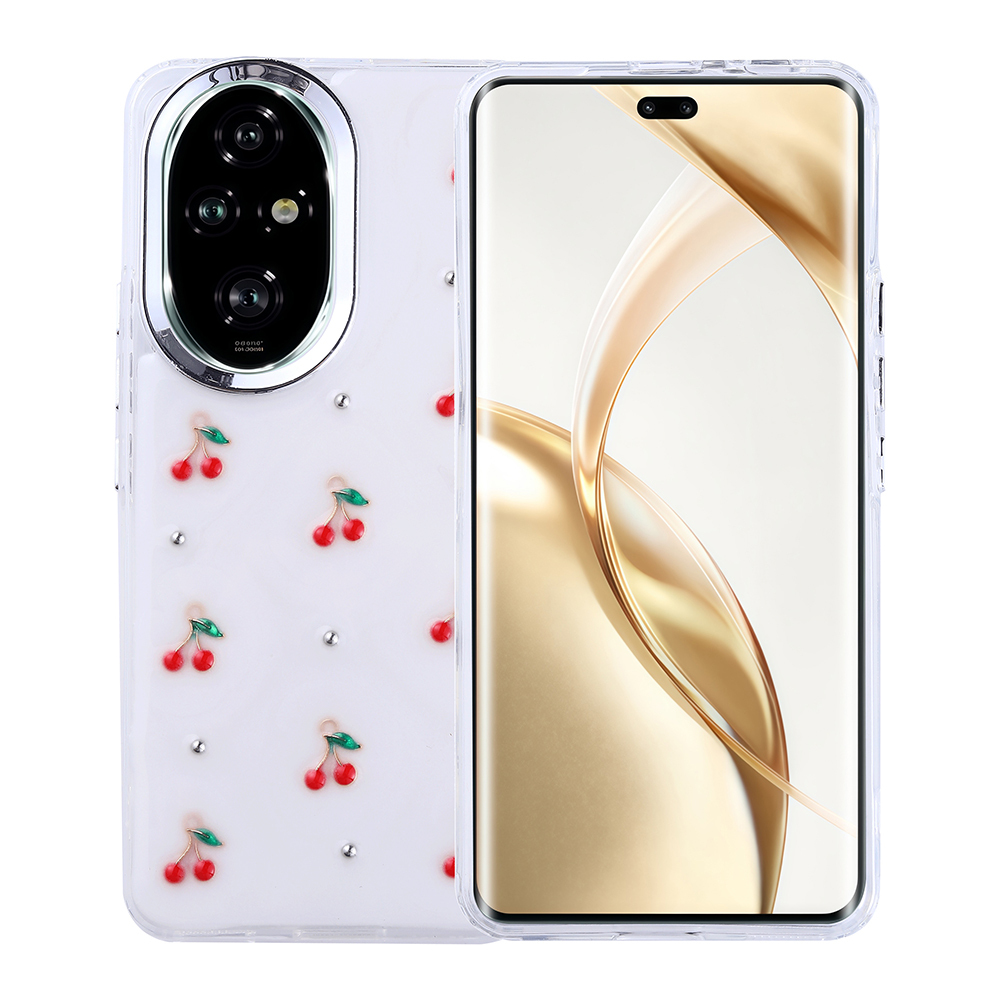 [RNZ-TA119455] Honor 200 Pro Uyumlu Kılıf Airbag Tasarımlı Simli Şeffaf Zore Kutup Kapak (Kiraz)
