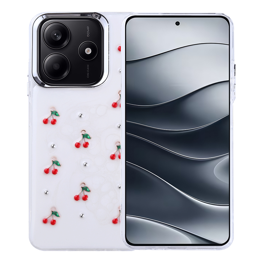 [RNZ-TA119467] Xiaomi Redmi Note 14 4G Uyumlu Kılıf Airbag Tasarımlı Simli Şeffaf Zore Kutup Kapak (Kiraz)