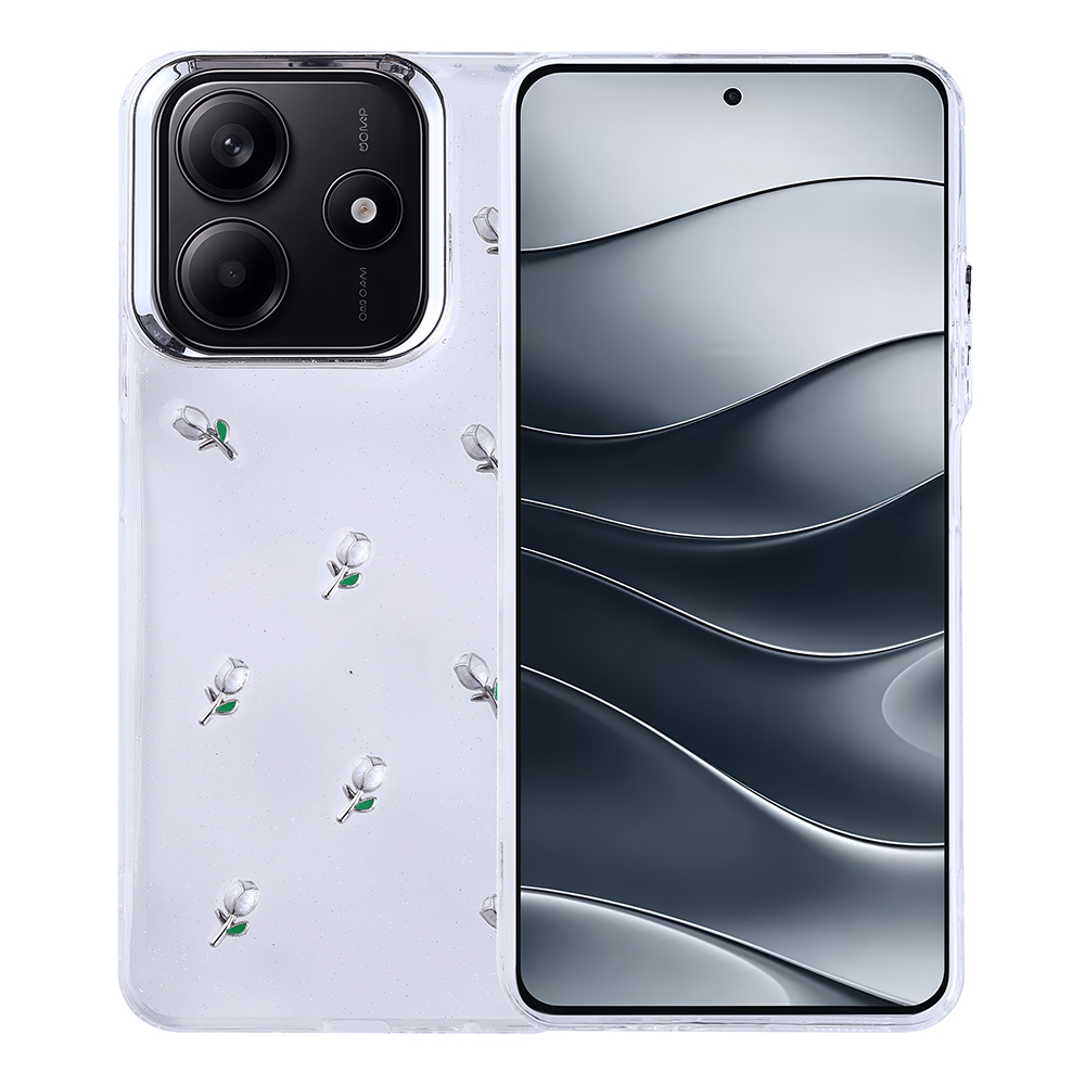 Xiaomi Redmi Note 14 4G Uyumlu Kılıf Airbag Tasarımlı Simli Şeffaf Zore Kutup Kapak
