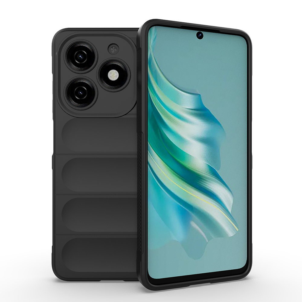[RNZ-TA118282] Tecno Spark 20 Uyumlu Kılıf Esnek TPU Oyuklu Arka Yüzey Tasarımlı Zore Etnik Silikon Kapak (Siyah)