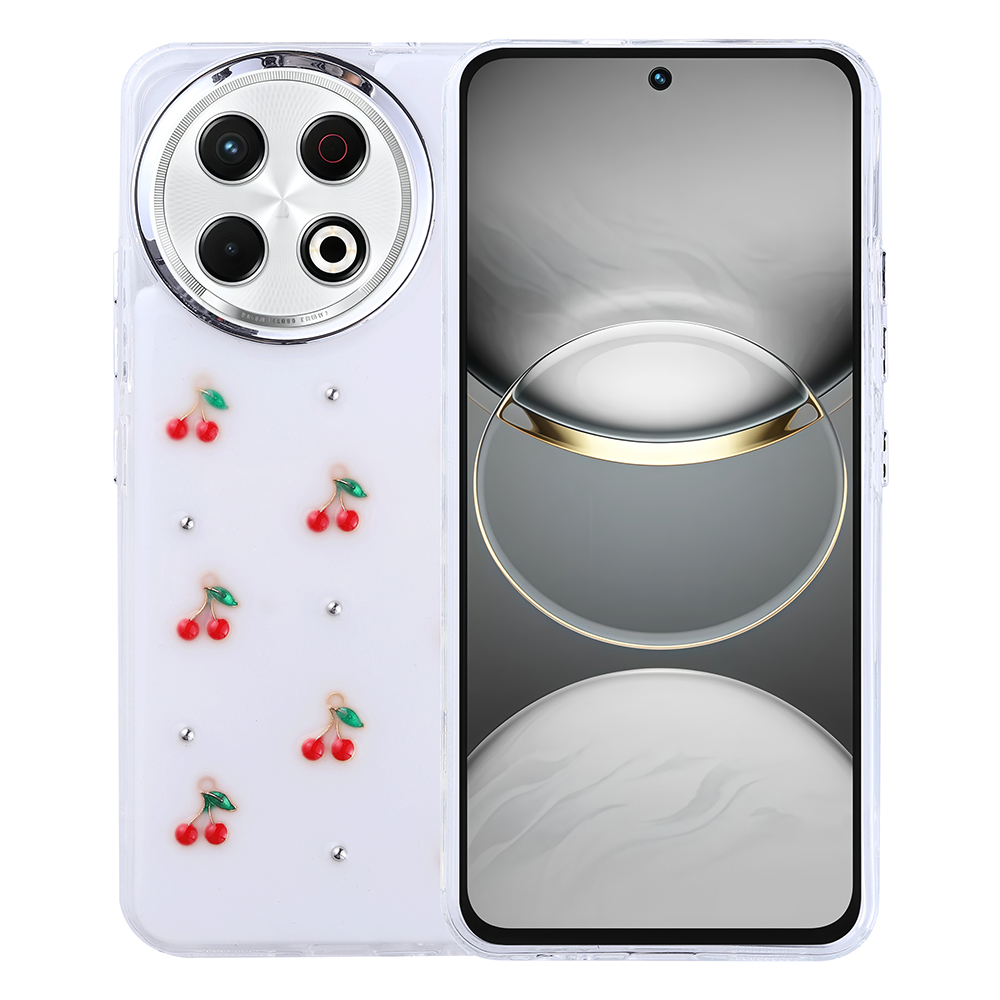 [RNZ-TA119447] Tecno Spark 30 Pro Uyumlu Kılıf Airbag Tasarımlı Simli Şeffaf Zore Kutup Kapak (Kiraz)