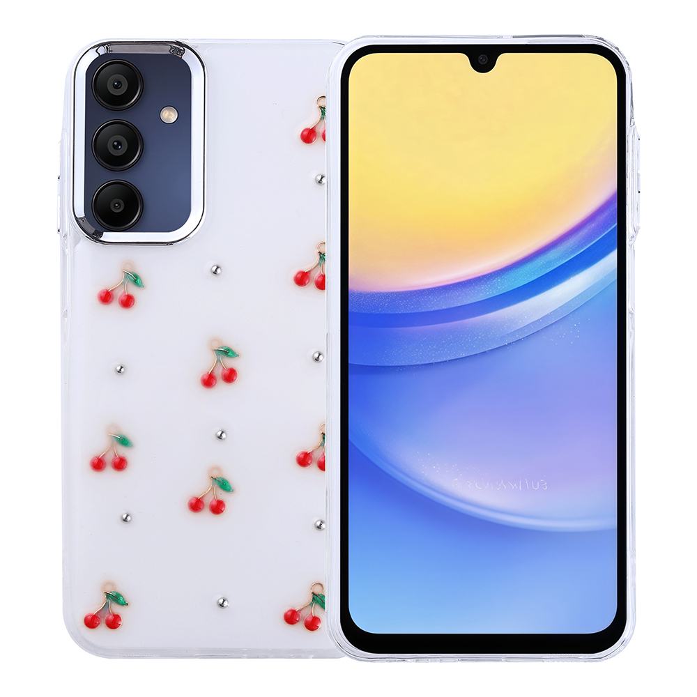 [RNZ-TA119487] Samsung Galaxy A15 Uyumlu Kılıf Airbag Tasarımlı Simli Şeffaf Zore Kutup Kapak (Kiraz)